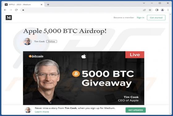 Apple Crypto Giveaway POP-UP Truffa