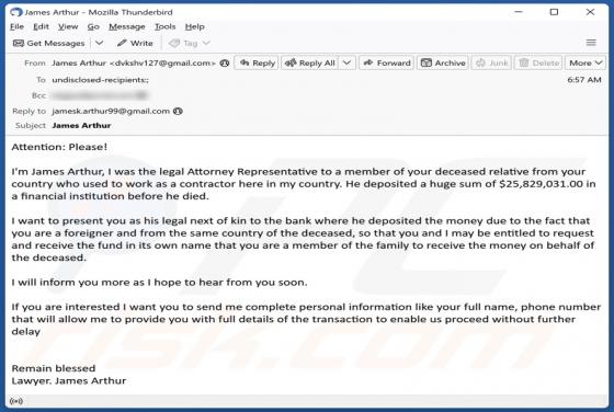 Deceased Relative Email Truffa