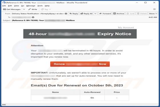 Expiry Notice Email Truffa