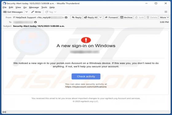 A New Sign-In On Windows Email Truffa