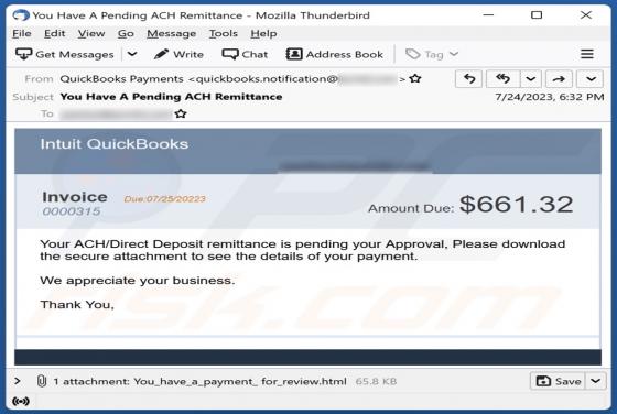 Intuit QuickBooks Invoice Email Truffa
