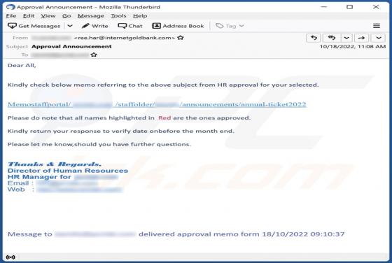 HR (Human Resources) Email Truffa
