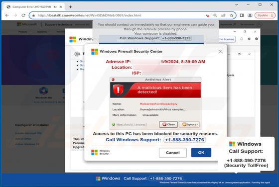 A Malicious Item Has Been Detected! POP-UP Truffa