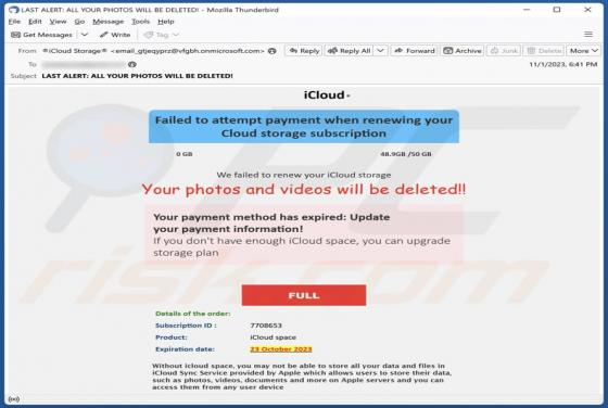 Your iCloud Photos And Videos Will Be Deleted Email Truffa