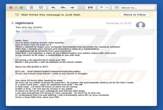 Hello Perv Email Truffa