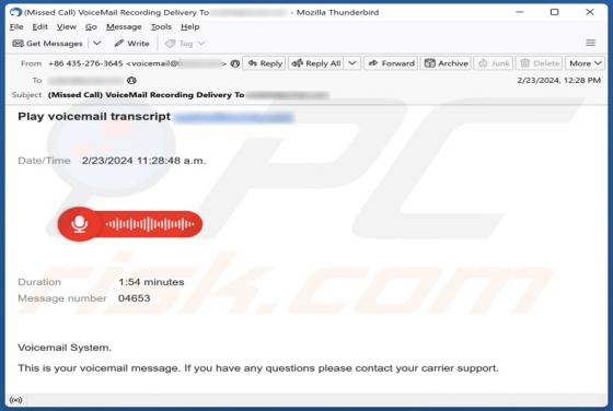 Voicemail Transcript Email Truffa