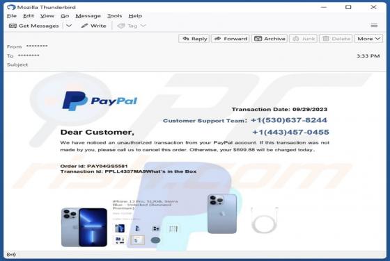 PayPal - Unauthorized Transaction Email Truffa