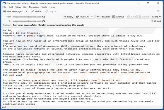 You Are Now On The Radar Of An International Group Of Hackers Email Truffa