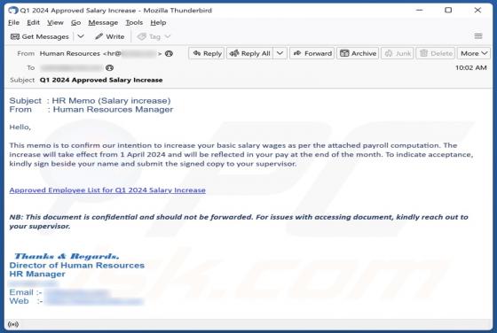 Salary Increase Email Truffa