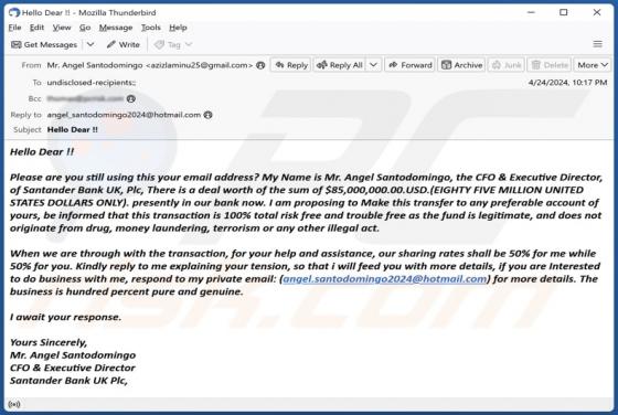 Santander Bank Deal Email Truffa