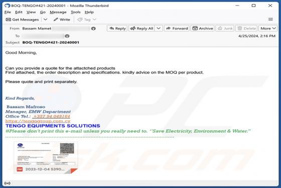 Quote For The Attached Products Email Truffa
