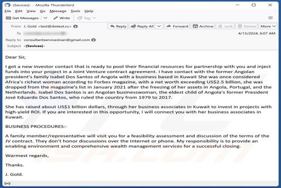 New Investor Email Truffa