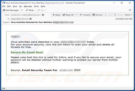 Virus Activities Were Detected Email Truffa