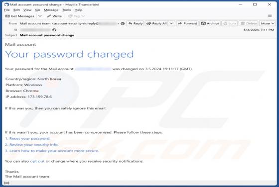Your Password Changed Email Truffa