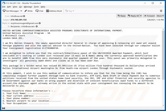UNITED NATIONS COMPENSATION (COVID19 ASSISTED PROGRAM) Email Truffa