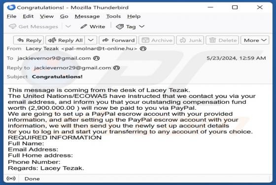 PayPal Escrow Account Email Truffa