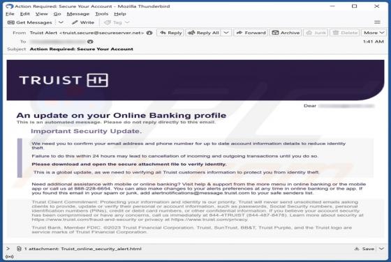 Truist Online Banking Profile Email Truffa