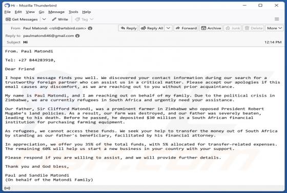 Trustworthy Foreign Partner Email Truffa