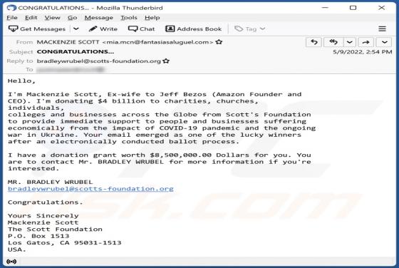 Donation Grant For You Email Truffa