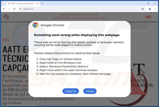Something Went Wrong While Displaying This Webpage POP-UP Truffa