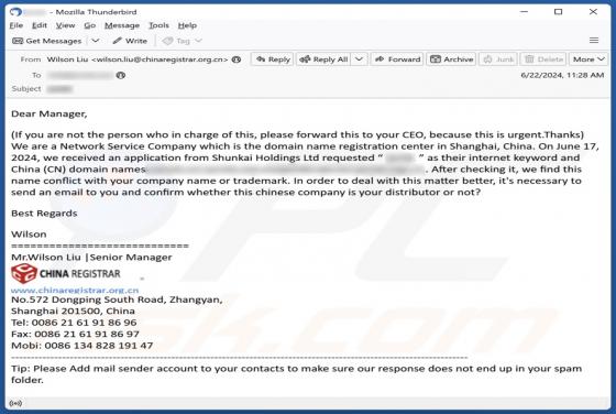 Conflict With Your Company Name Or Trademark Email Truffa