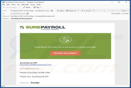 SurePayroll Email Truffa