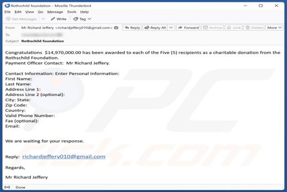 Rothschild Foundation Email Truffa