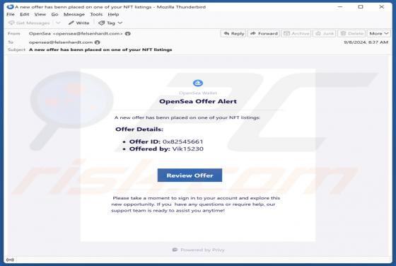 OpenSea Offer Alert Email Truffa