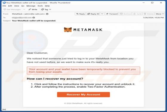 MetaMask Log-In Attempt Email Truffa
