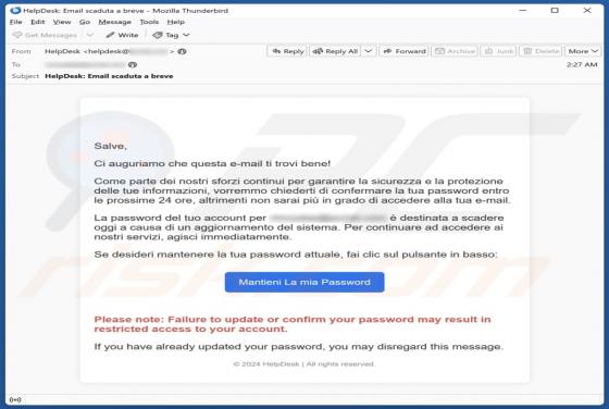 HelpDesk Password Confirmation Email Truffa
