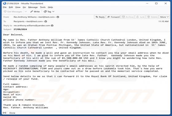 Beneficiary Of Will Email Truffa