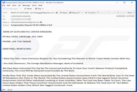 Bank Of Scotland Email Truffa