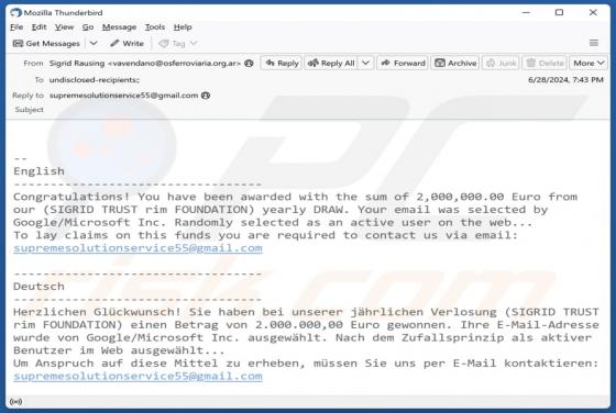 Sigrid Trust Rim Foundation Email Truffa