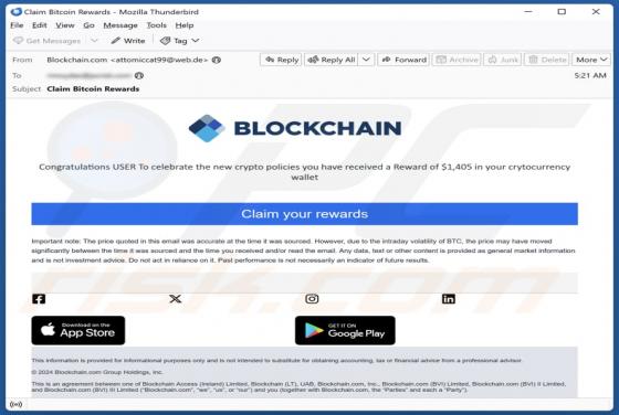 Blockchain Rewards Email Truffa