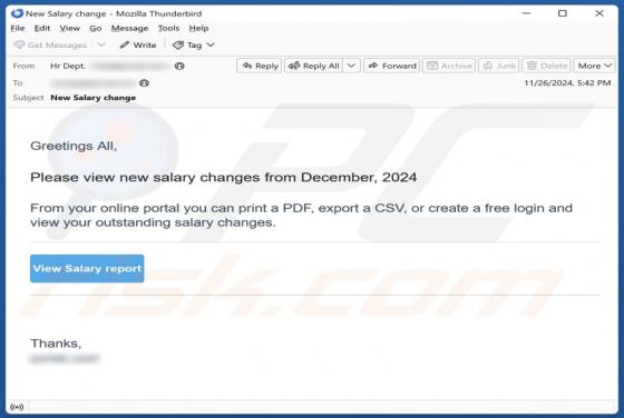 New Salary Changes Email Truffa