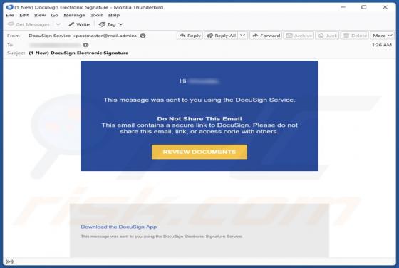 Message Sent Using DocuSign Service Email Truffa