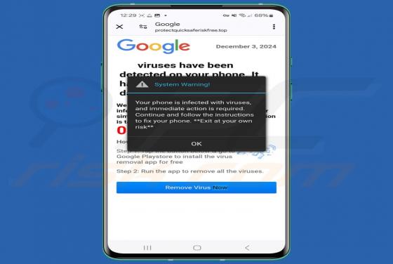 Viruses Have Been Detected On Your Phone POP-UP Truffa