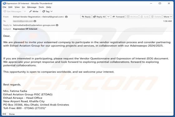 Etihad Email Truffa