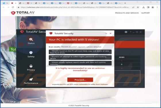 TotalAV Security - Your PC Is Infected With 5 Viruses! POP-UP Truffa