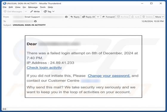 Failed Login Attempt Email Truffa