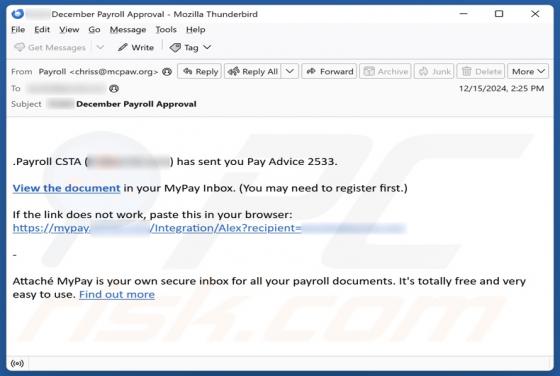 Pay Advice Email Truffa