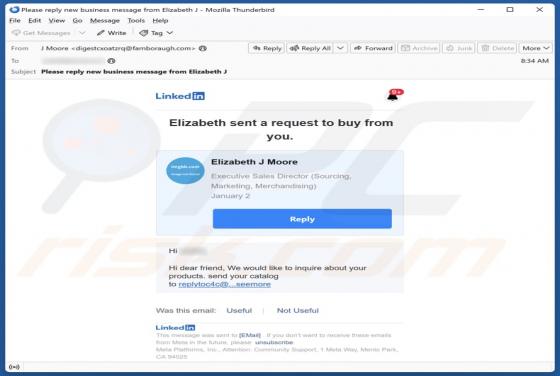 LinkedIn Request To Buy From You Email Truffa