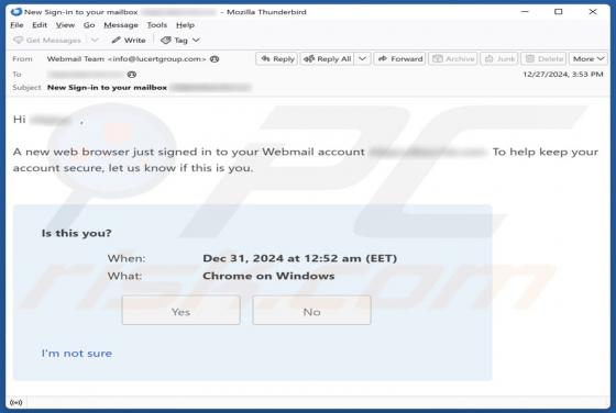 New Web Browser Just Signed In Email Truffa