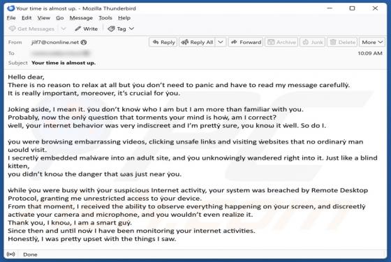 Your System Was Breached By Remote Desktop Protocol Email Truffa