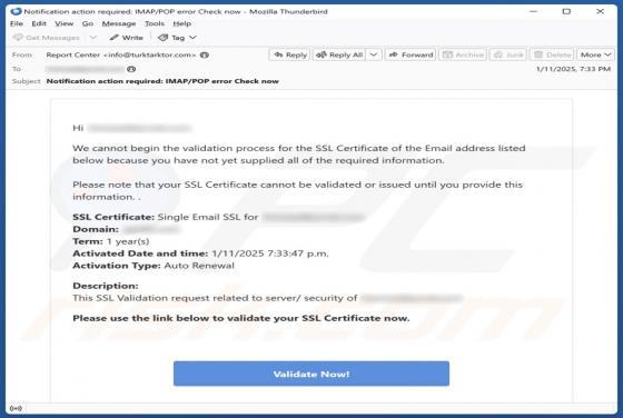 Validation Process For The SSL Certificate Email Truffa