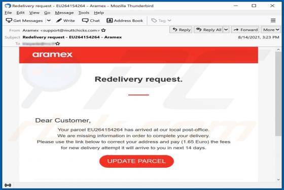 Aramex Email Truffa