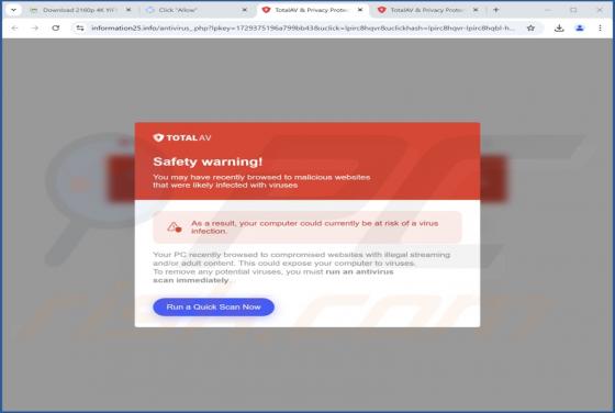 Safety Warning POP-UP Truffa