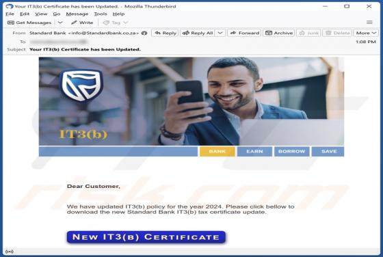 Standard Bank IT3(b) Policy Email Truffa