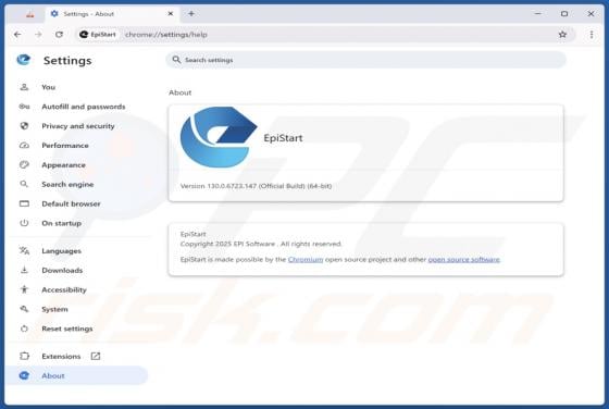 EpiStart (EpiBrowser) Applicazione indesiderata