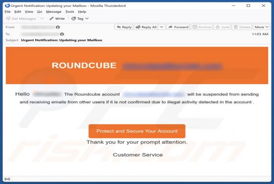 Roundcube Account Will Be Suspended Email Truffa